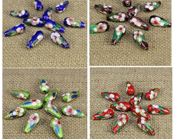 2pc 17x7mm teardrop handmade Cloisonné Beads-pls pick a color
