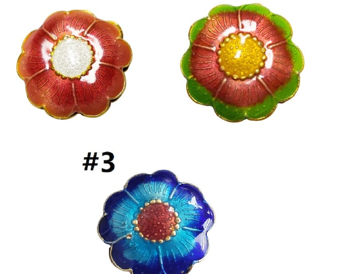 Duo of 20mm Cloisonné Flower Beads - Select Your Favorite Color for Floral Elegance!