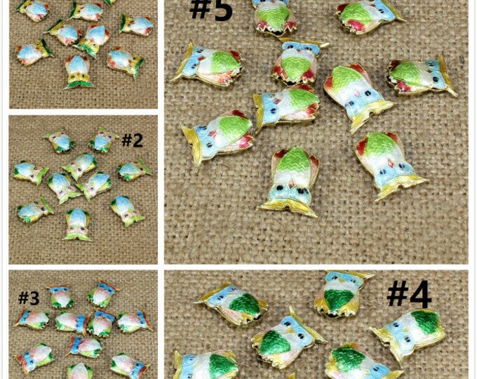 2pc 17x15mm owl shape handmade  Cloisonne Beads-pls pick your color