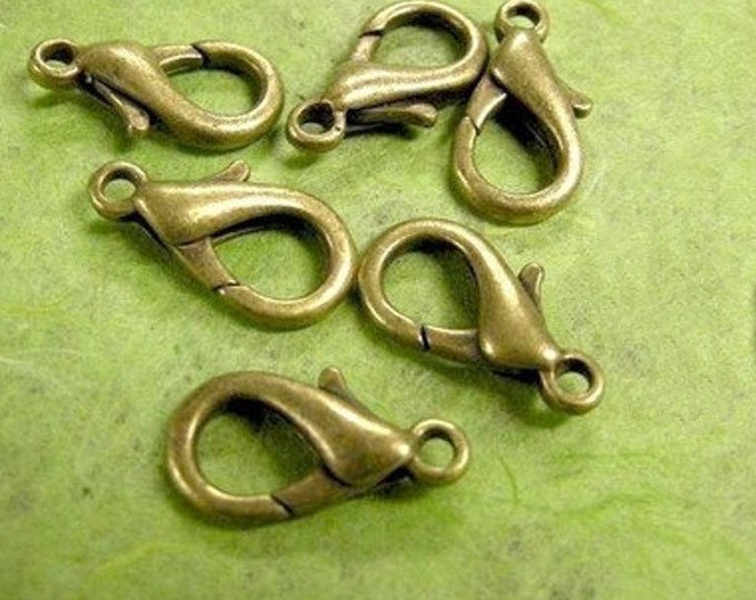 6pc  antique bronze finish lobster clasps- pls pick a size