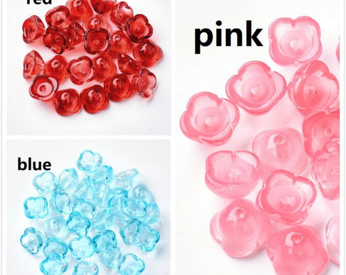 12pc 11.5mm transparent glass made bead caps-pls pick a color