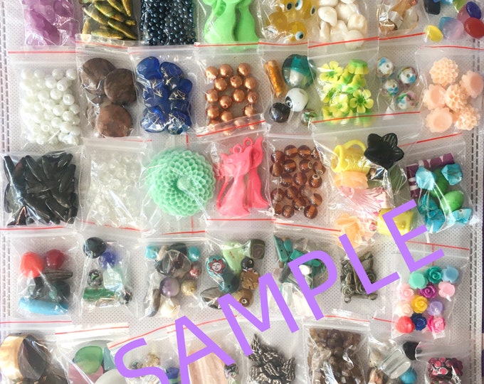 20 bags of Surprise Mixed Jewelry Findings Fun Lot Great Starter Kit Huge Variety, beads, cabochons, charms,chains