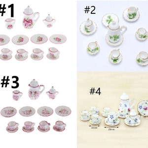 Charming 1:12 Dollhouse Miniature Decorative Porcelain Tea Set - Choose Your Preferred Style for Delicate Elegance!