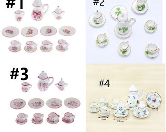 Charming 1:12 Dollhouse Miniature Decorative Porcelain Tea Set - Choose Your Preferred Style for Delicate Elegance!