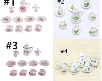 Charming 1:12 Dollhouse Miniature Decorative Porcelain Tea Set - Choose Your Preferred Style for Delicate Elegance!