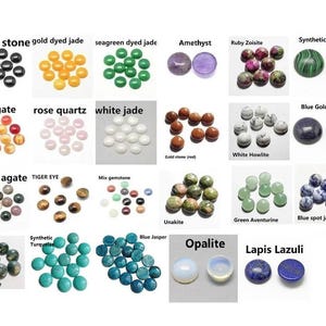 8pc 10mm Round Natural Gemstone Cabochons - Choose Stone: Amethyst, Rose Quartz, Tiger Eye, Lapis Lazuli - Jewelry Making