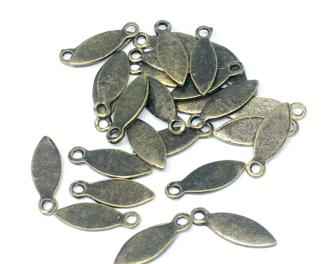 30pc 14x5mm antique bronze finish metal drop pendants-4981