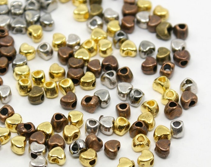 40pc 4x3.5mm small heart shape metal beads BAK243-Pls pick a color