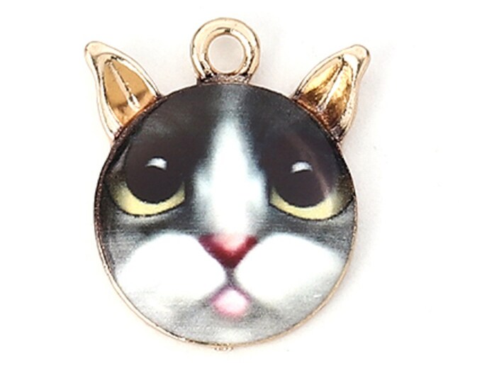 4pc 21x18mm metal with enamel cat pendants/charm -R251