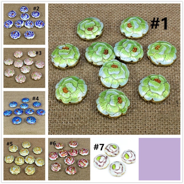 2pc 19mm flower shape handmade  Cloisonne Beads-pls pick your color