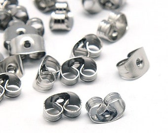 50pc 304 Stainless Steel Ear Nuts - Secure Earring Backs - Hypoallergenic Jewelry Findings