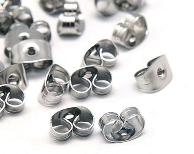 50pc 304 Stainless Steel Earnuts Earrings Backs-7934U
