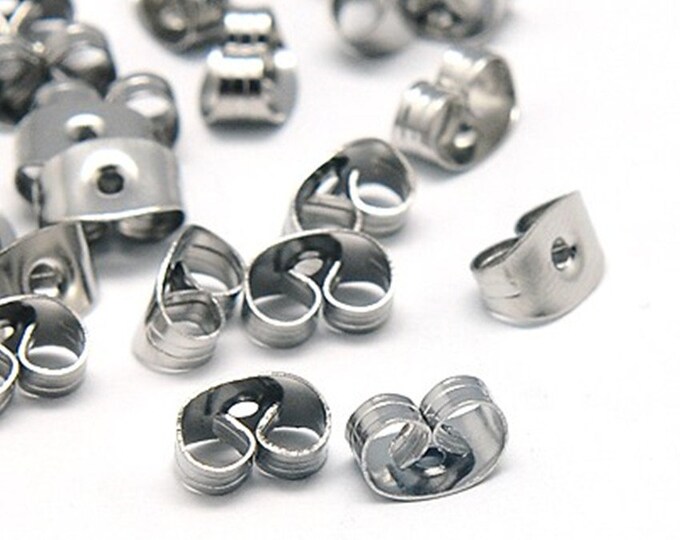 50pc 304 Stainless Steel Ear Nuts - Secure Earring Backs - Hypoallergenic Jewelry Findings