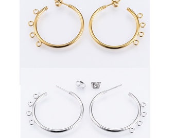 2 pairs 32x33.5mm  stainless steel earring  Half Hoop Earrings with hoops-Pls pick a color