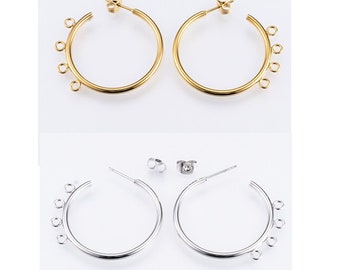 2 pairs 32x33.5  stainless steel earring  Half Hoop Earrings with hoops-Pls pick a color