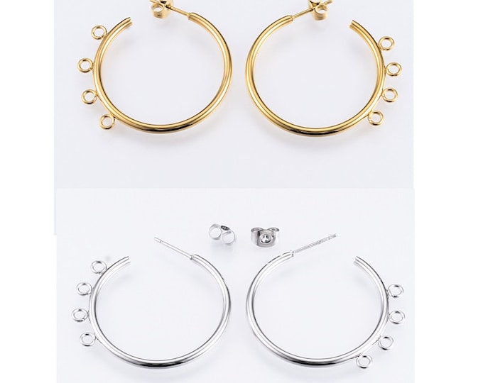 2 pairs 32x33.5  stainless steel earring  Half Hoop Earrings with hoops-Pls pick a color