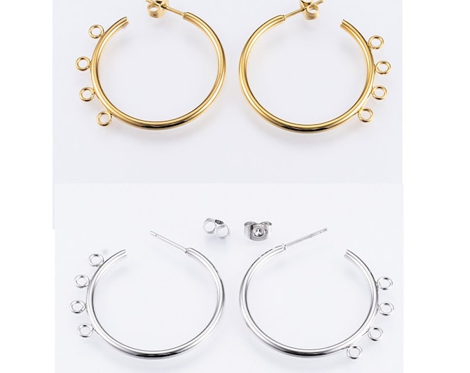 2 pairs 32x33.5mm  stainless steel earring  Half Hoop Earrings with hoops-Pls pick a color
