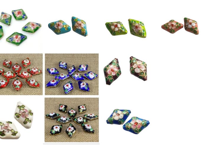 2pc 20x14 Rhombus handmade Cloisonne Beads-pls pick a color