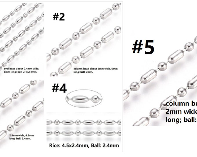 10 meters 304 Stainless Steel Ball Chains- pls pick a style