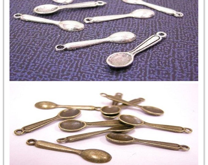 10pc 24x5.5mm Antique Finish  Spoon Metal Bead Charm-pls pick a color