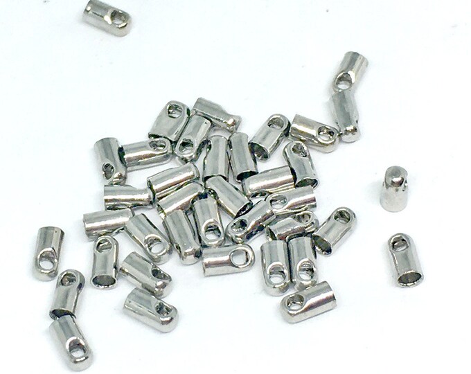 50pc platinum look brass made cord ends-pls pick a size
