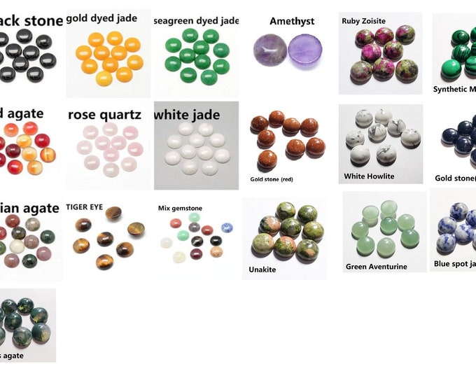 8pc 10mm Round Natural Gemstone Cabochons-pls pick a style