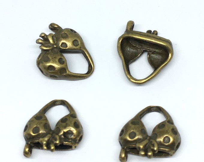4pc 16x14mm antique bronze finish metal bikini pendants-4862