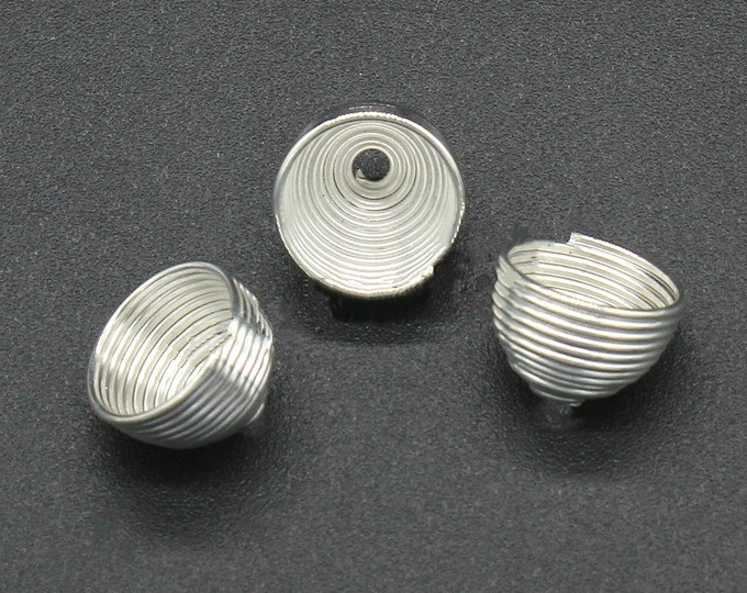 20pc 10x7mm silver finish iron made dome bead caps-TEB19