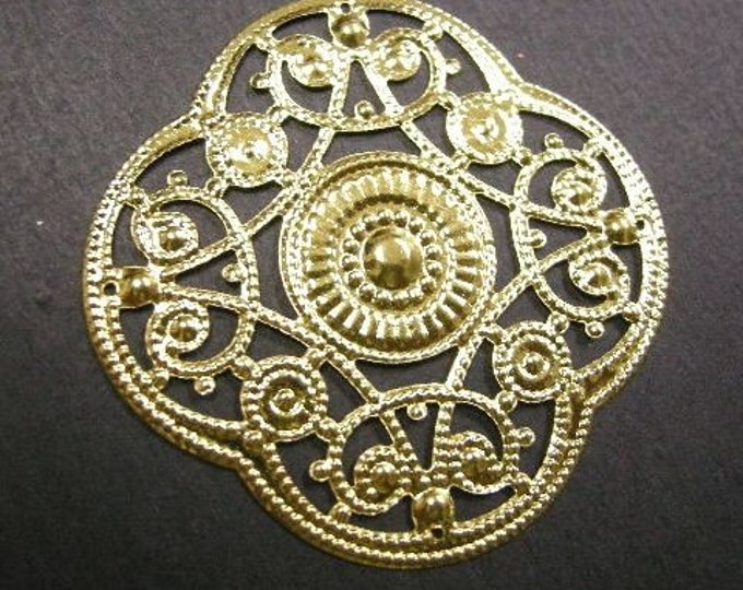 8pc 40mm gold finish metal filigree center piece/wraps-3895