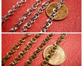 5 feet 5mm antique  finish round flat link chain-pls pick a color available in bronze and antique silver