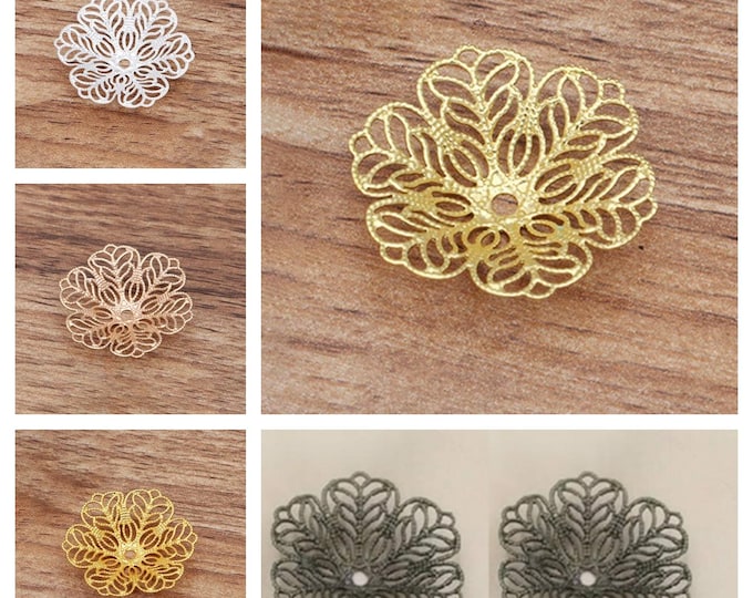 10pc 25mm brass made flower shape bead caps-pls pick a color