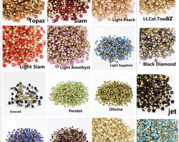 Wholesle 1440pc Machine Cut Pointed back Foil Rhinestone 1.7-1.8mm SS5-Pls pick a color