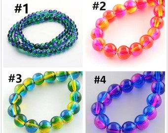 29 Inch Strand Of Glass Spray Painted 6mm glass beads(over 135 beads)-pls pick a color