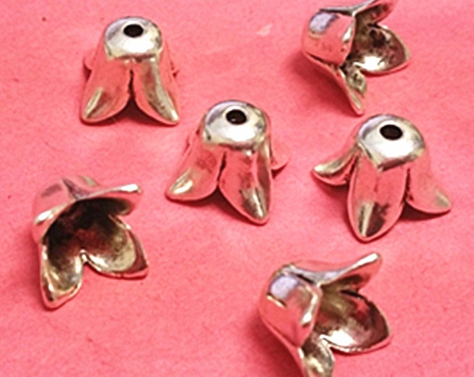 10pc antique silver finish 10x8.5mm metal bead caps-FR2