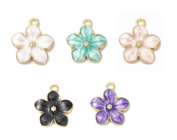 6pc 16x14mm zinc alloy enamel flower pendant-pls pick a color