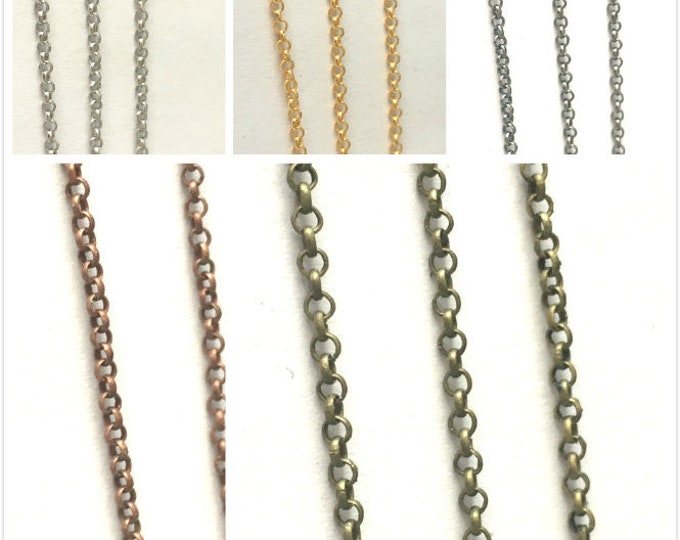 5 feet brass made lead nickel safe  1.8mm rolo chain-pls pick your color