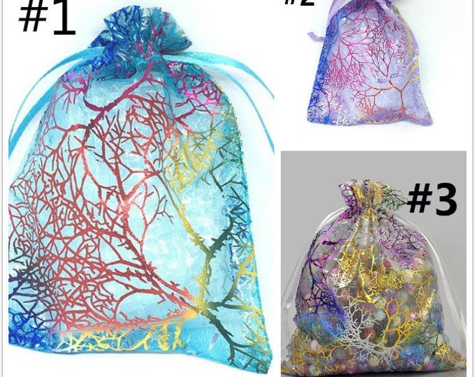 6 pcs  tree pattern organza bags-pls pick a color and size