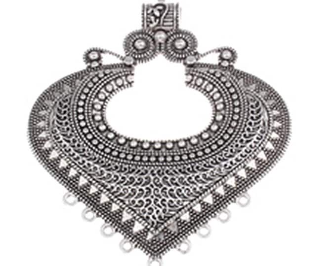 2pc antique silver finish 60x53mm metal connector-10303