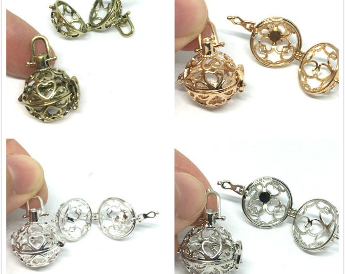2pc 19x15mm  round shape metal prayer box pendant-pls pick a color