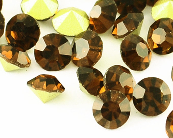 Wholesale 1440pc Machine Cut Pointed back Foil Rhinestone SS14 Topaz-3956