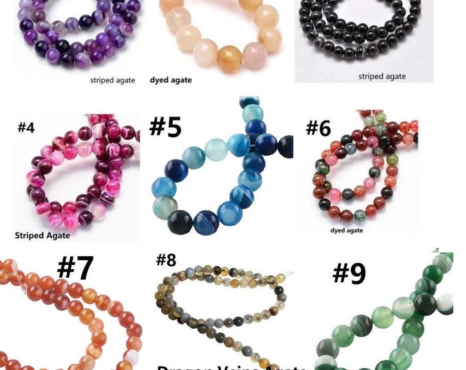 1 strand  Round  Agate in 6mm (62pcs)-pls pick a color