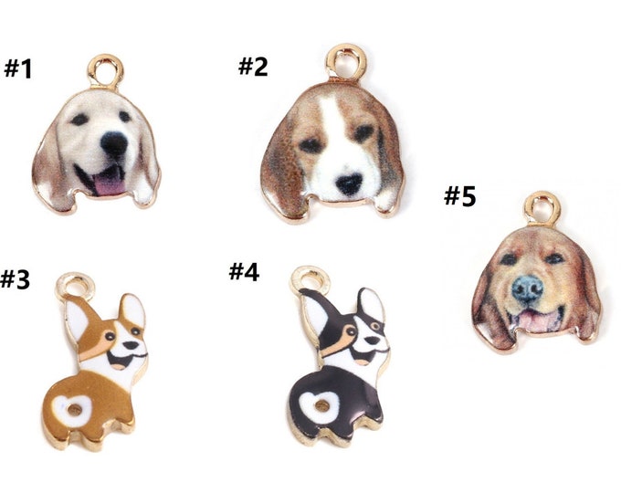 4pc small zinc alloy  with enamel dog charm/pendant(corgi,Hound Dog,Labrador Retriever Dog) -pls pick a style