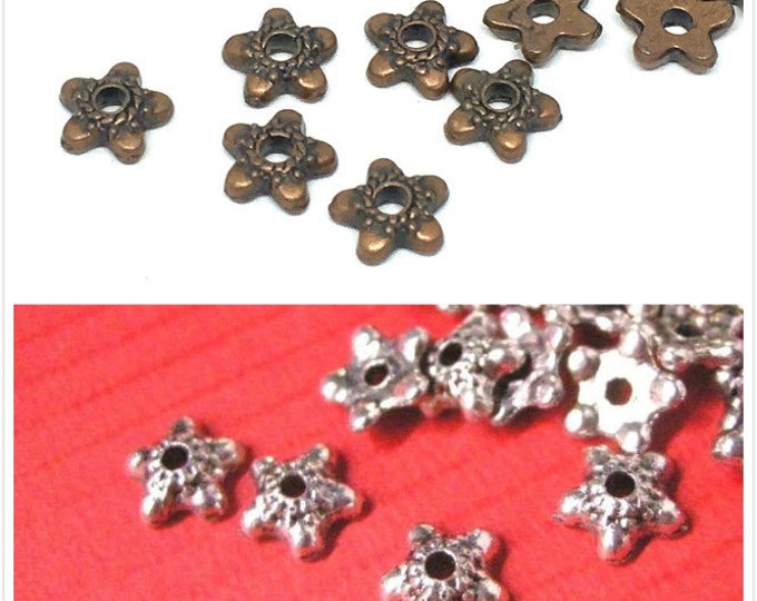 50pc 6mm antique finish lead nickel free bead caps-pls pick a color