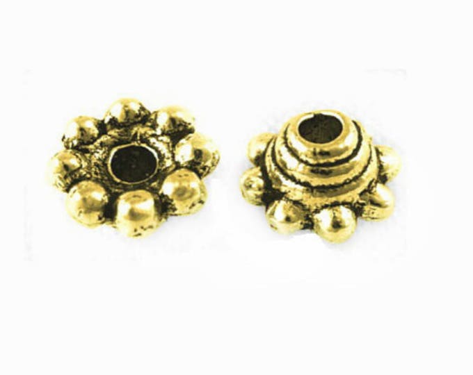 50PC 5mm antique gold finish metal bead caps-1048E