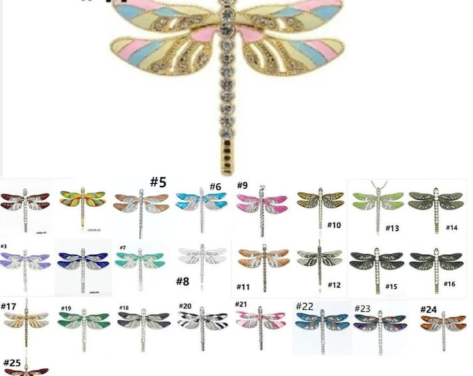 1pc  65x56x5mm zinc alloy enamel with rhinestone dragonfly pendant-pls choose your own color