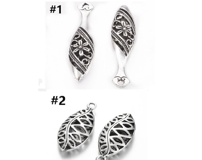 2pc antique silver finish hollow drop Shape pendant-pls pick a style