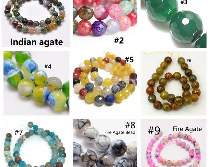 15 inch  Agate Round Faceted Beads 8mm(47 beads)-pls pick a color