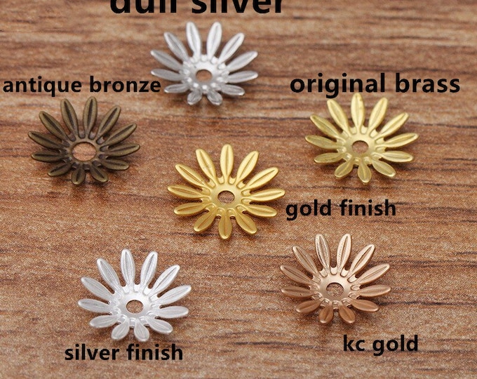 30pc 10mm brass made flower bead caps- pls pick a color