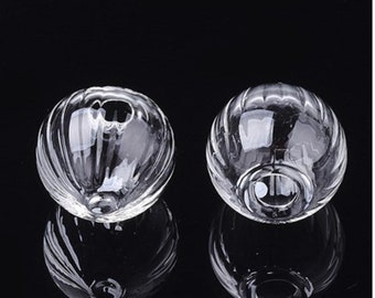 6pcs clear round shape pumpkin style blown glass beads 20mm -FZ17