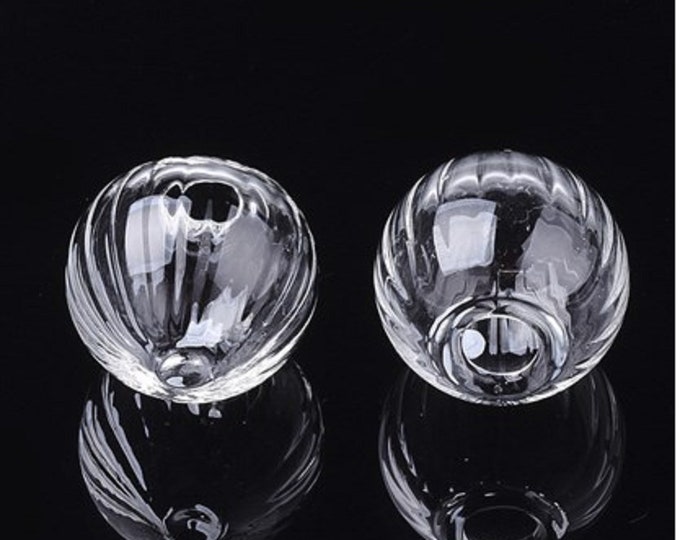 6pcs clear round shape pumpkin style blown glass beads 20mm -FZ17